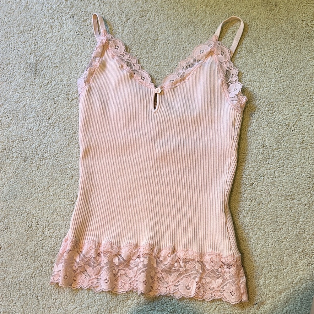 Pink ribbed tank top